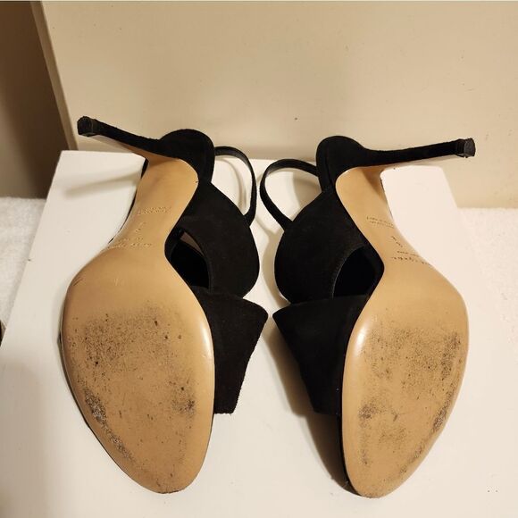 Kate Spade Black Suede Criss Cross Straps Slingback Heeled Sandals Sz.8 Ret.$195 - Picture 9 of 9